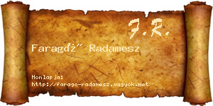 Faragó Radamesz névjegykártya